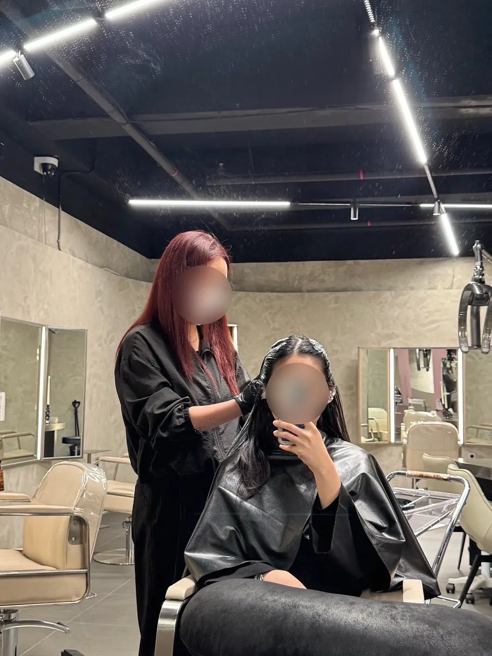 Hair after dye application is complete
