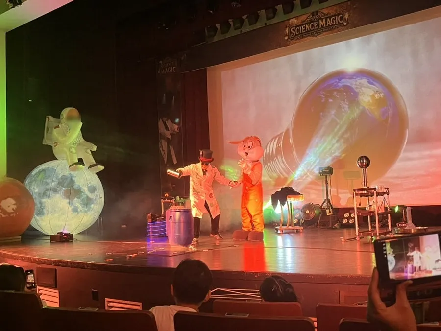 Interacting with kids in the audience during the show