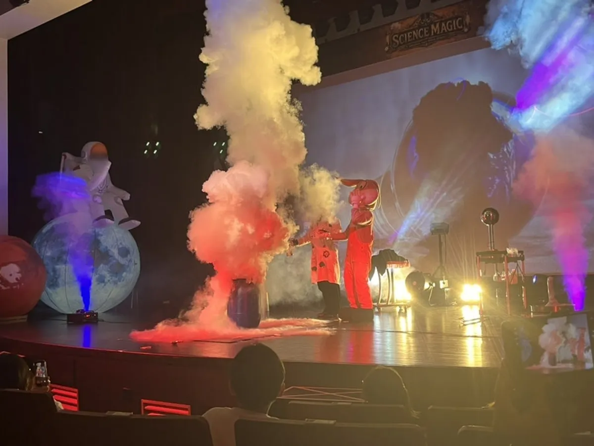 A stage scene from Magician JT's Science Lab