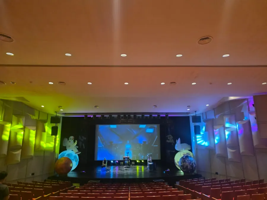 Kids looking toward the stage
