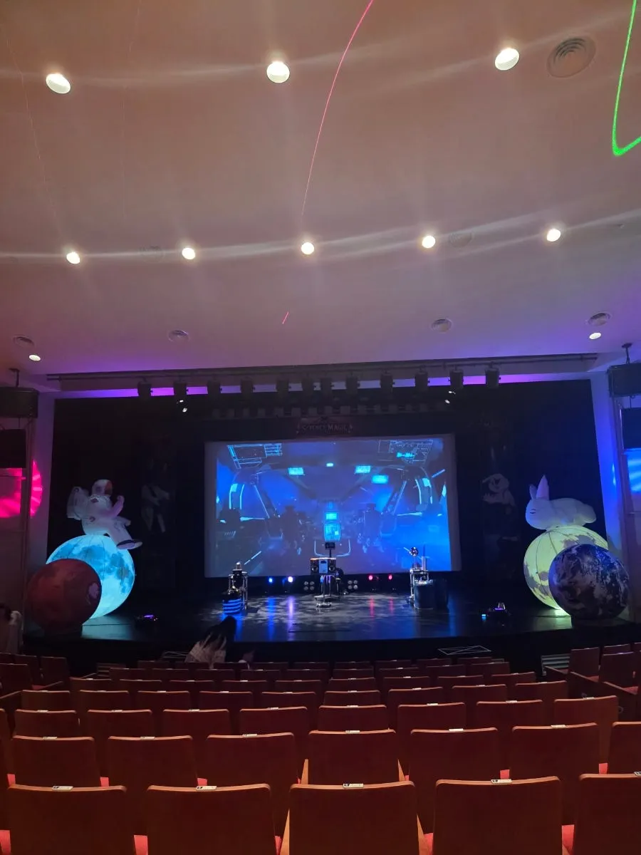 View of the theater seating after entering