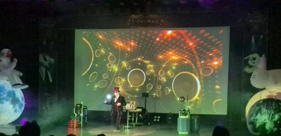 Scene from the science magic show onstage
