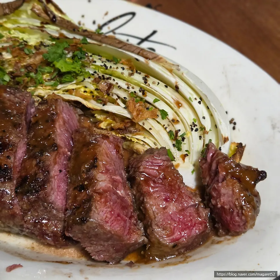 Cross-section of the steak after further cooking