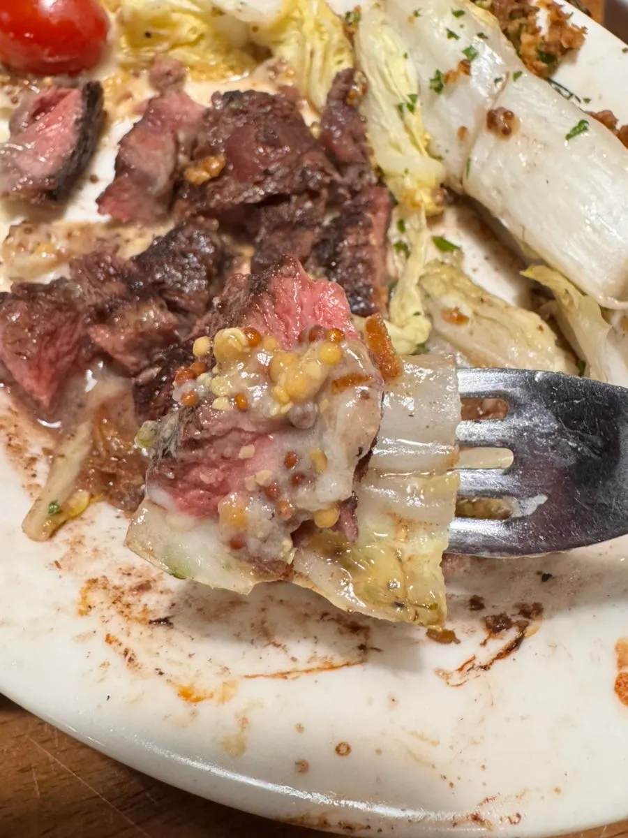 Fanchal steak served with whole grain mustard