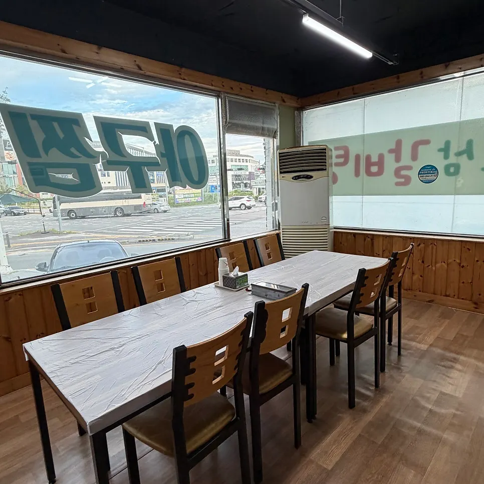 Spacious seating area inside the restaurant