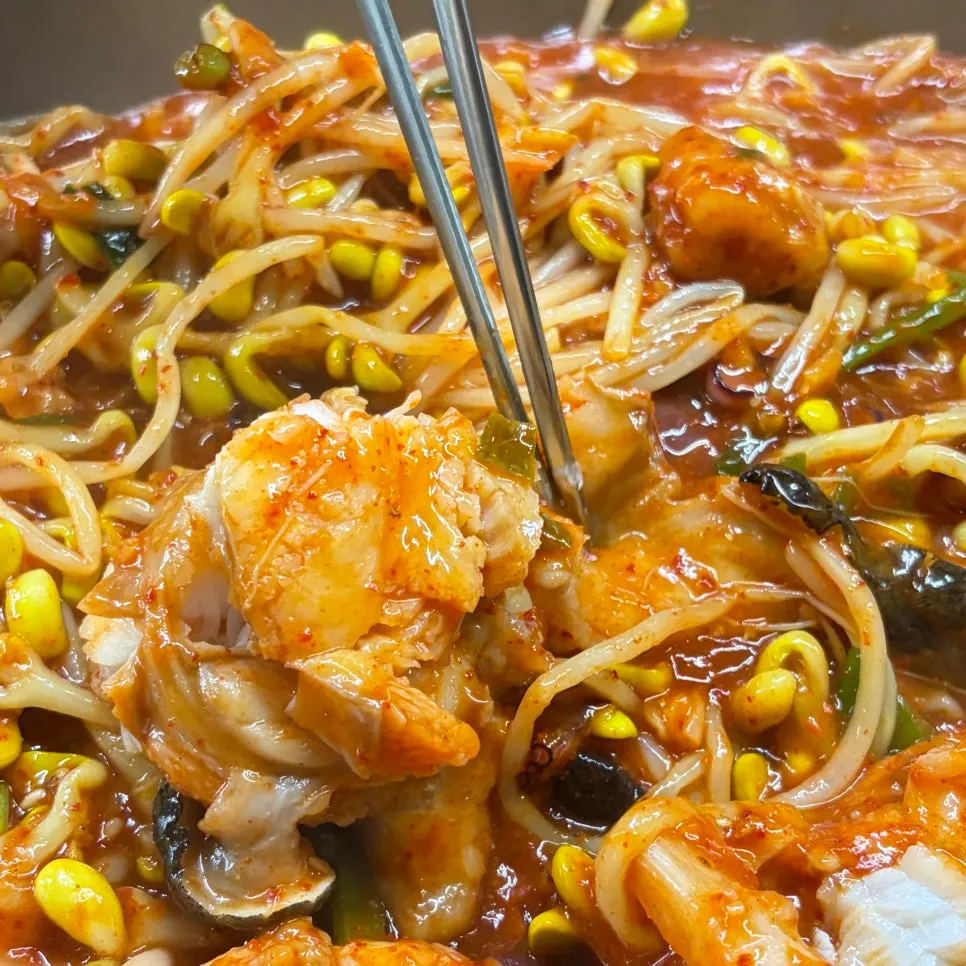 Chewy octopus and tender monkfish meat