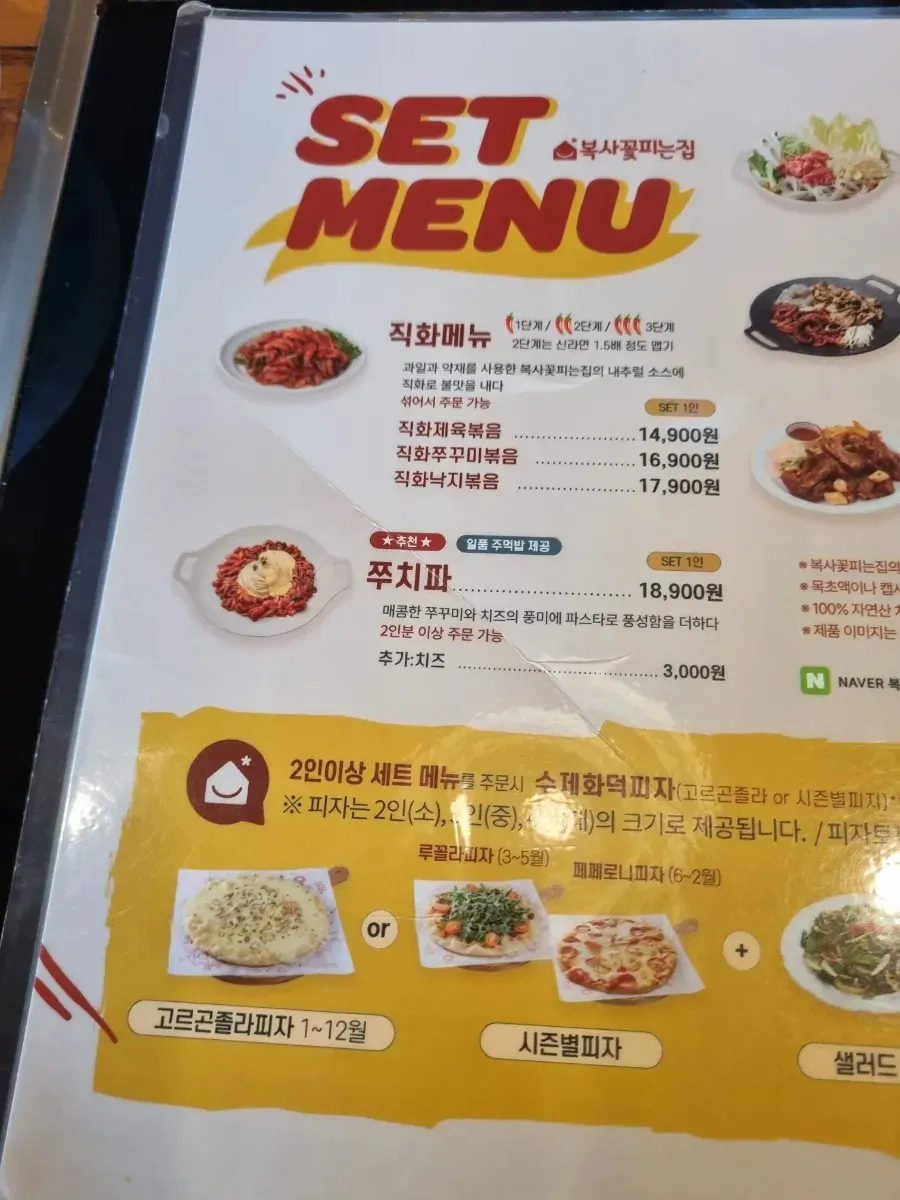 Menu list on the tablet ordering screen
