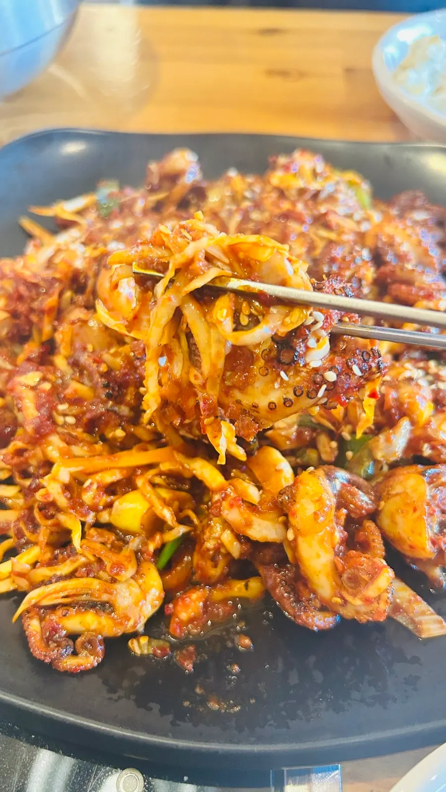 Springy octopus mixed with steamed rice