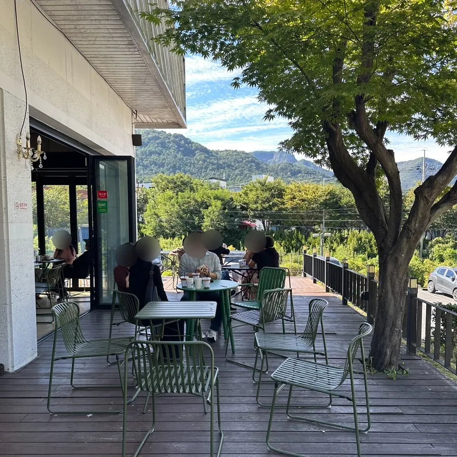 Café seating with an outdoor terrace