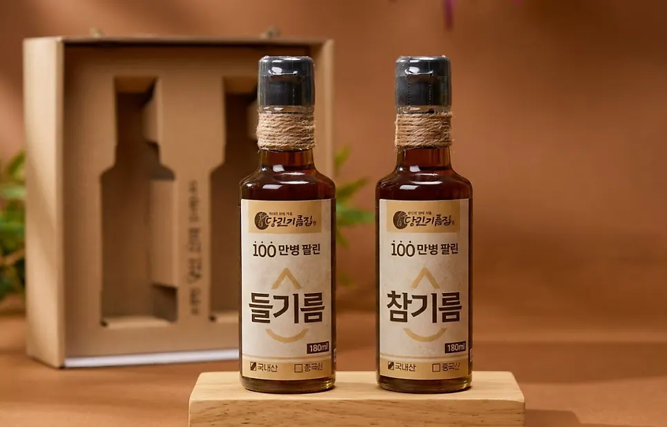 Boxed packaging of the domestic sesame and perilla oil gift set