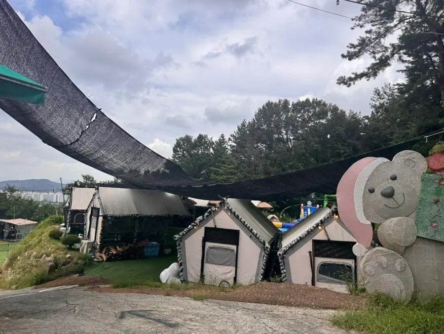 Interior of a spacious tent seating area
