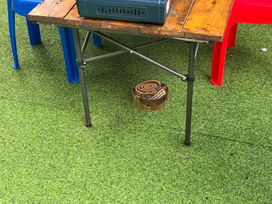 Outdoor seating with a mosquito coil ready