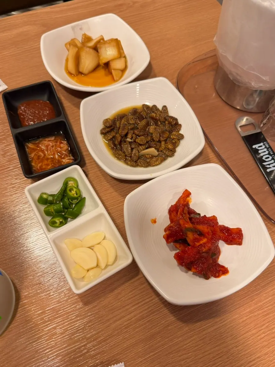 Dried radish strips and pickled onion sides