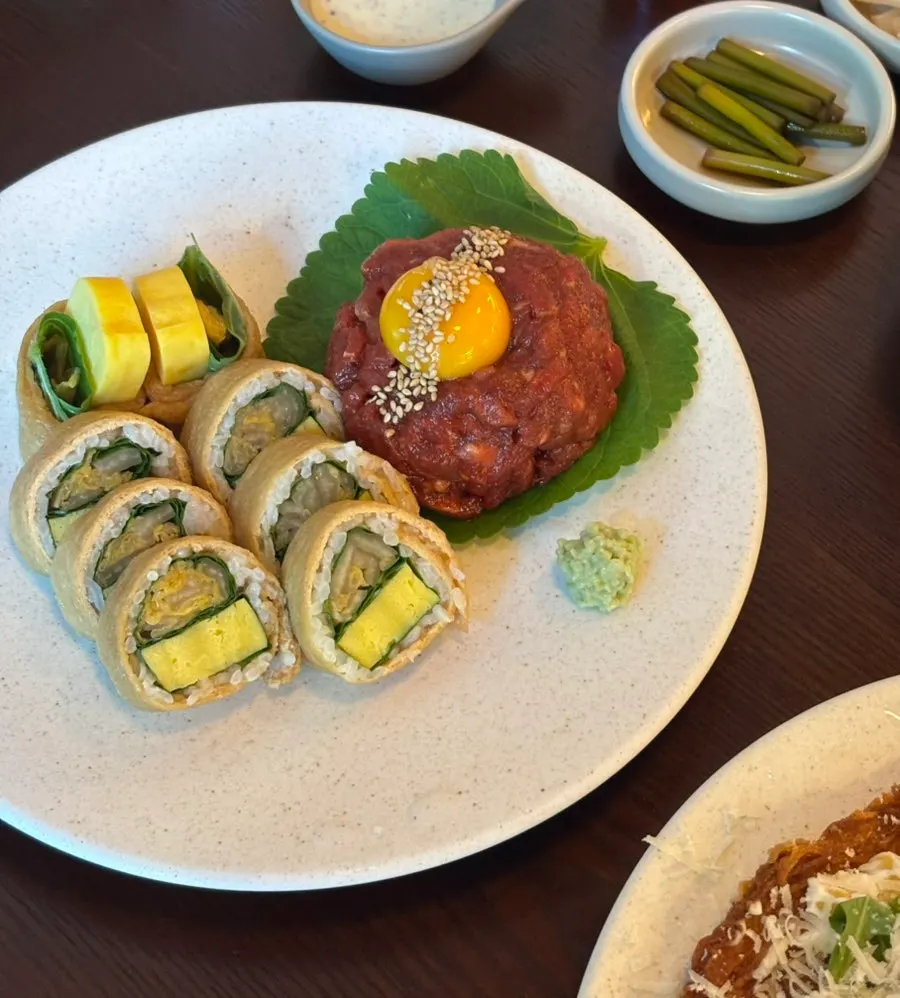 Fusion Korean dishes served together