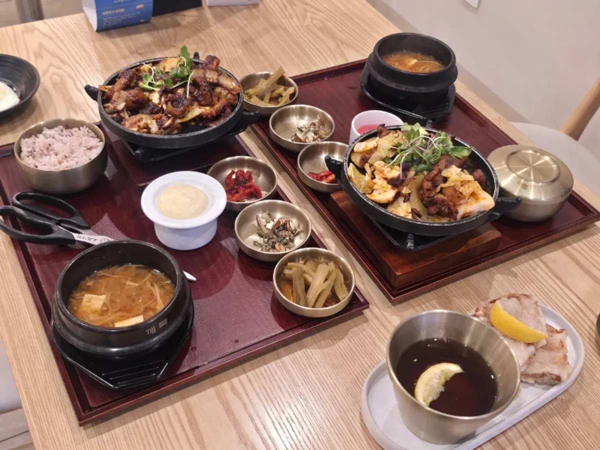 Neatly arranged individual Korean set meal