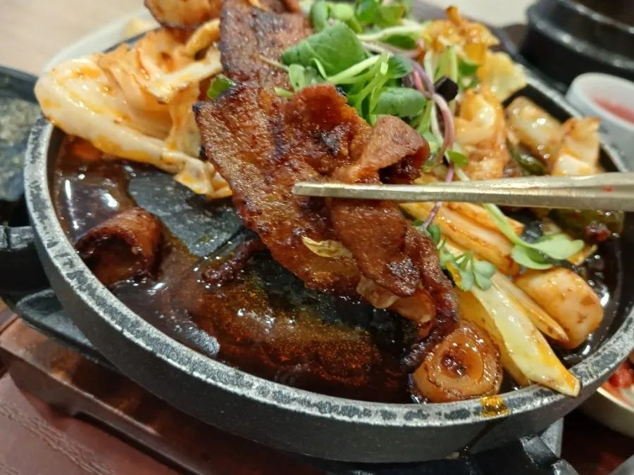 Charcoal-grilled pork bulgogi with deep smoky flavor