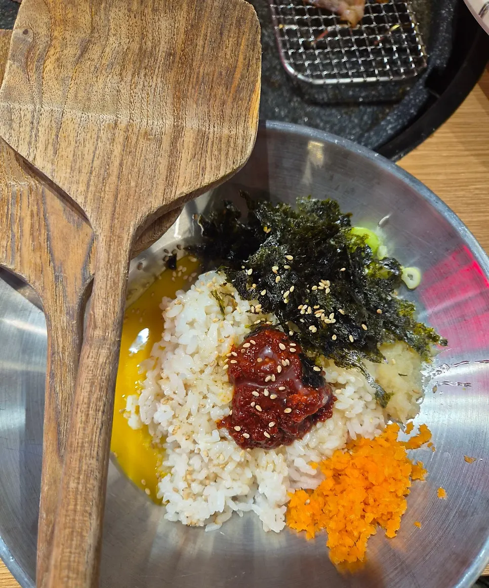 Icy naengmyeon (cold noodles) ordered as a side