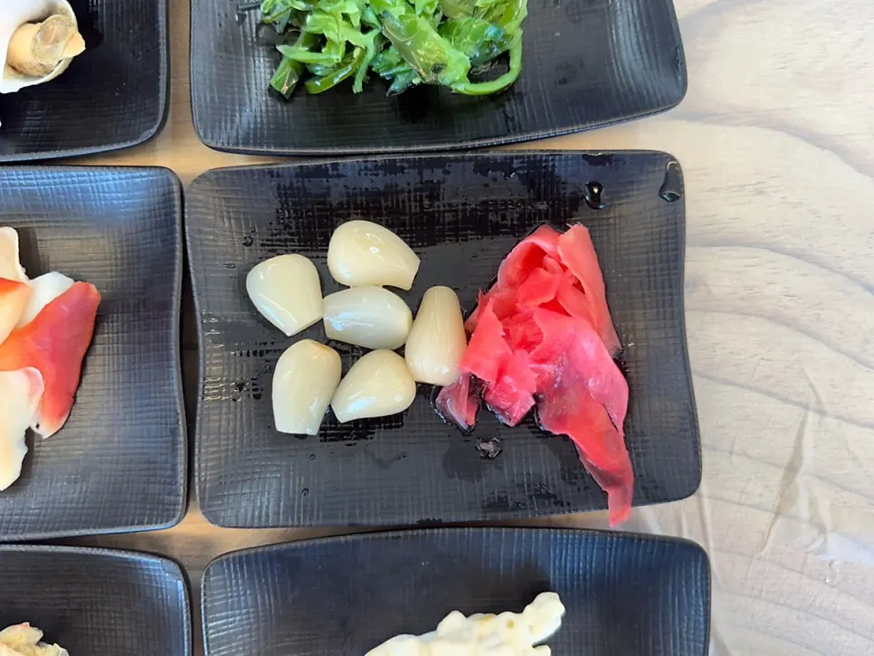 Seafood banchan served in sequence