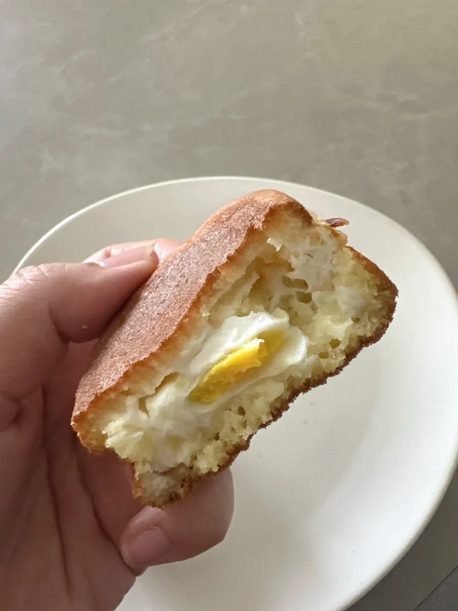 Enjoying peanut bread and egg bread at home
