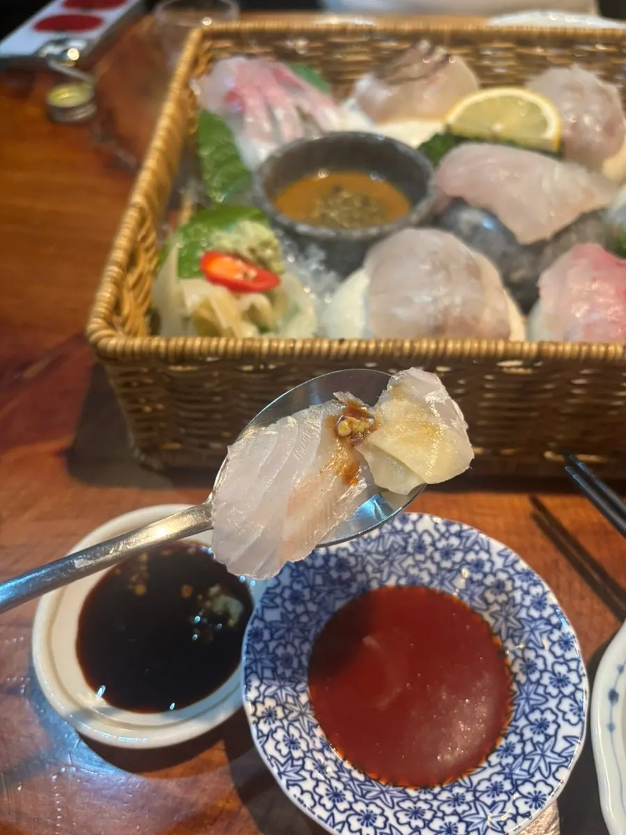 Plate of thickly sliced aged sashimi