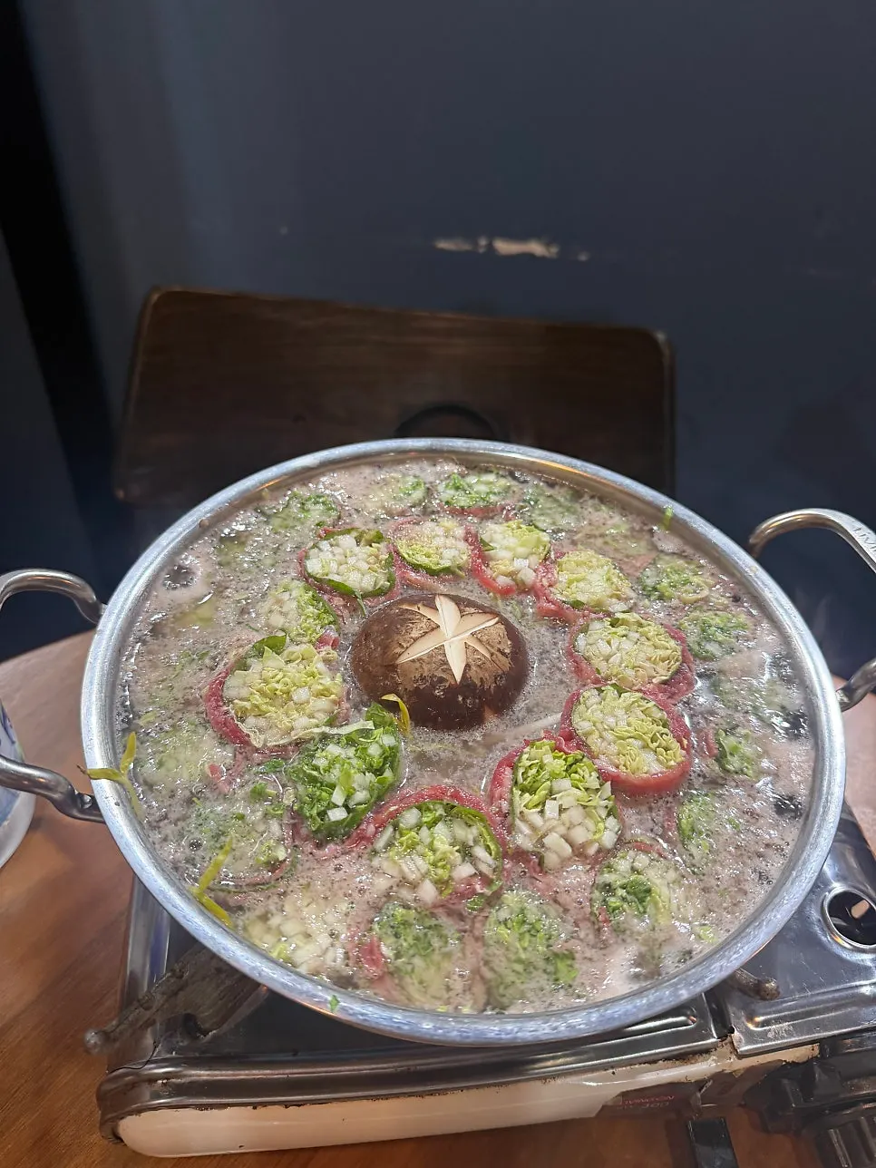 Flower hot pot before boiling