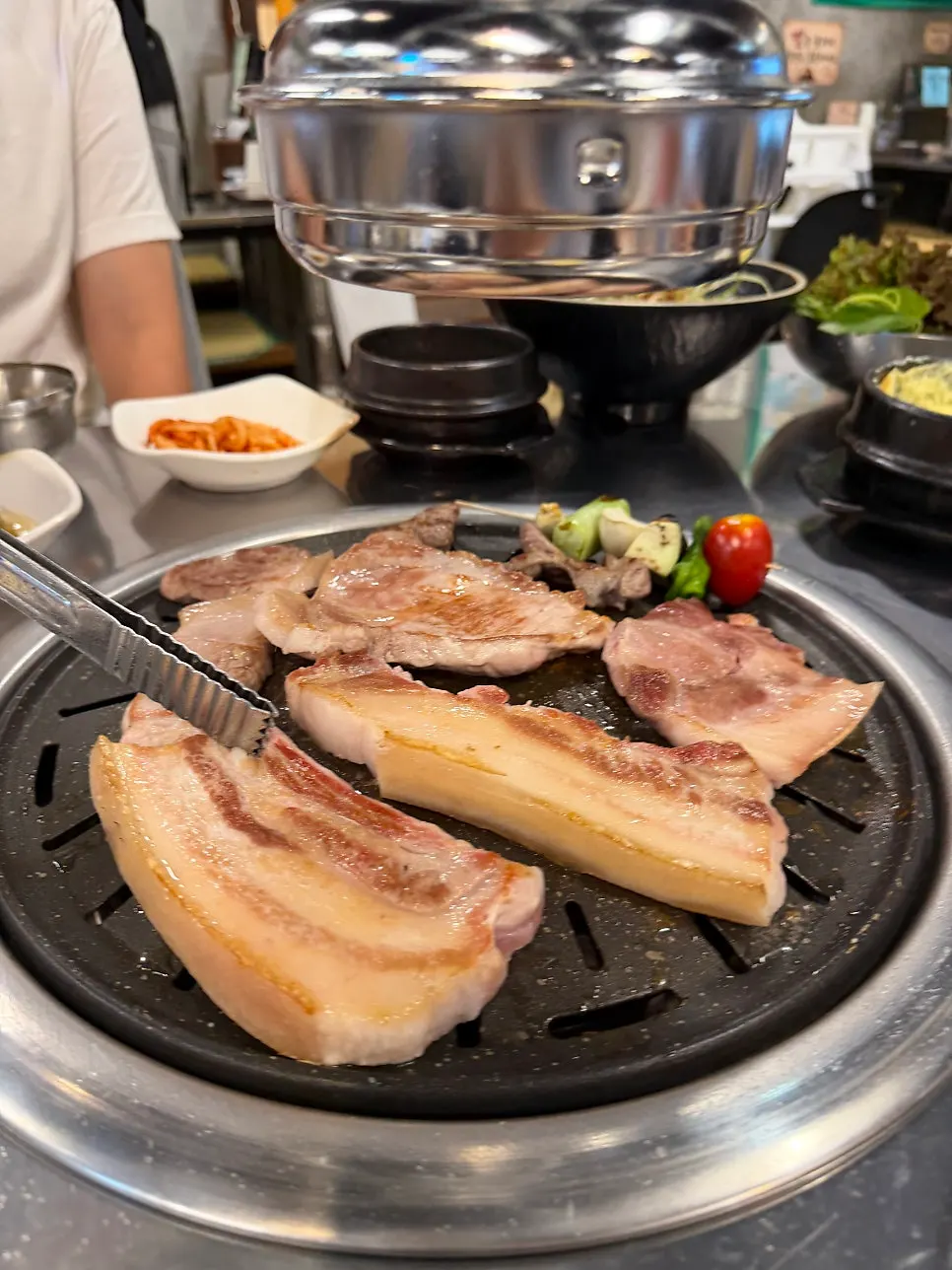 Close-up of grilled Jirye black pork