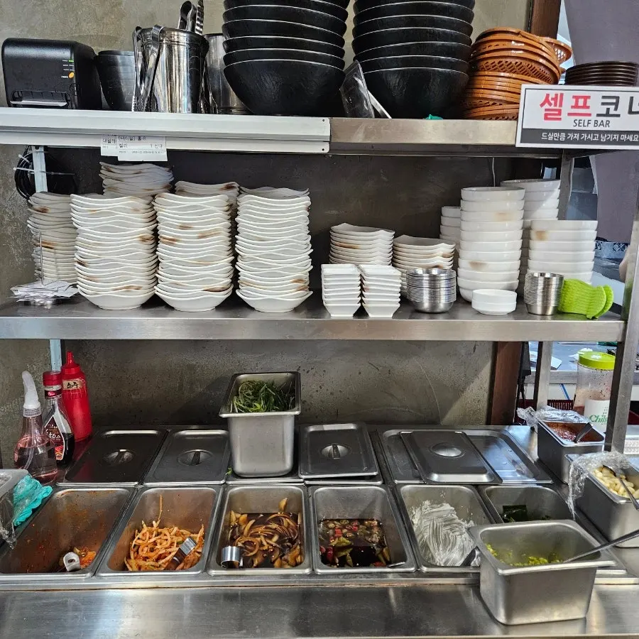Side dishes set out after ordering the meat