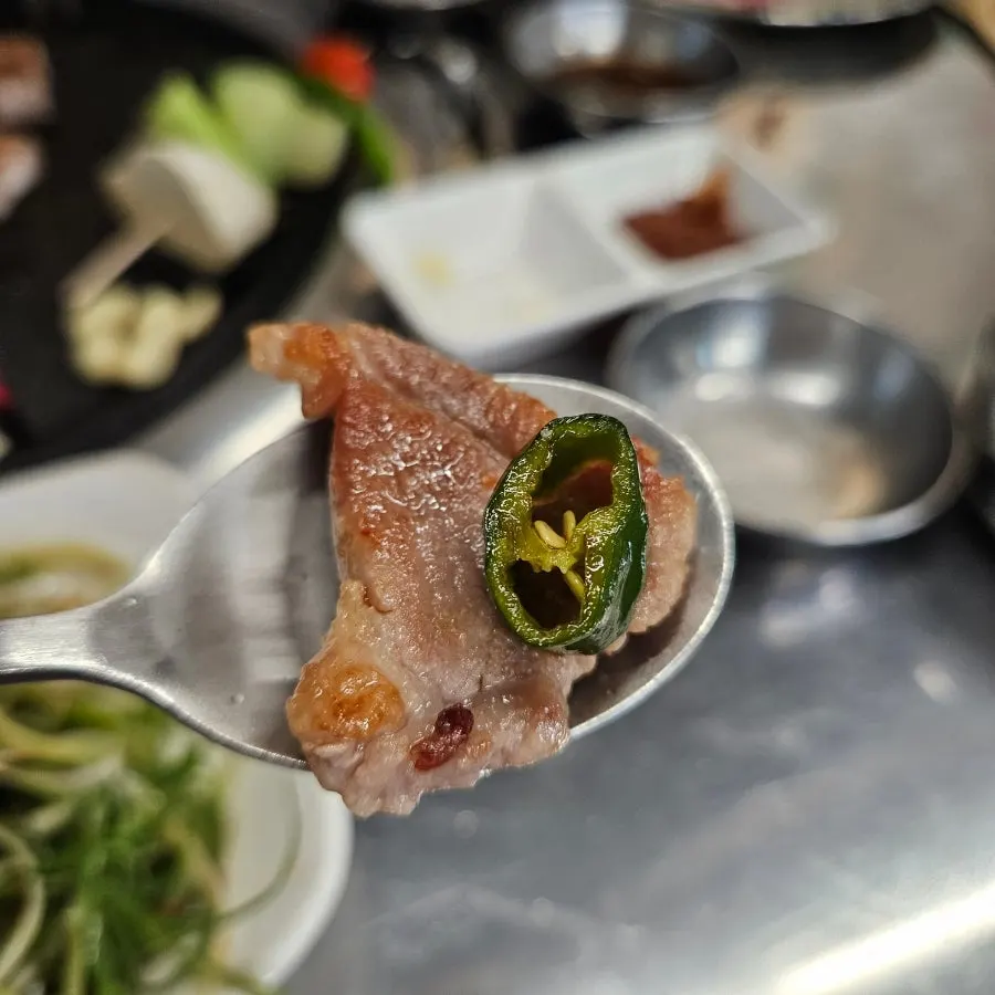 A wrap topped with green onion shreds and pickled onion