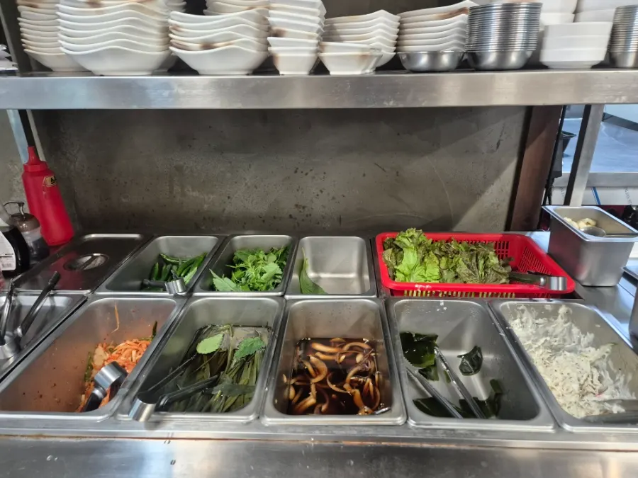 Table spread with basic side dishes