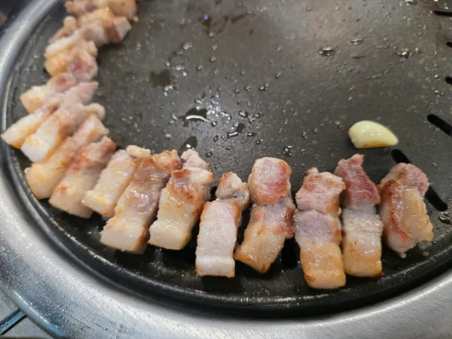 Vegetable skewers grilling alongside the meat