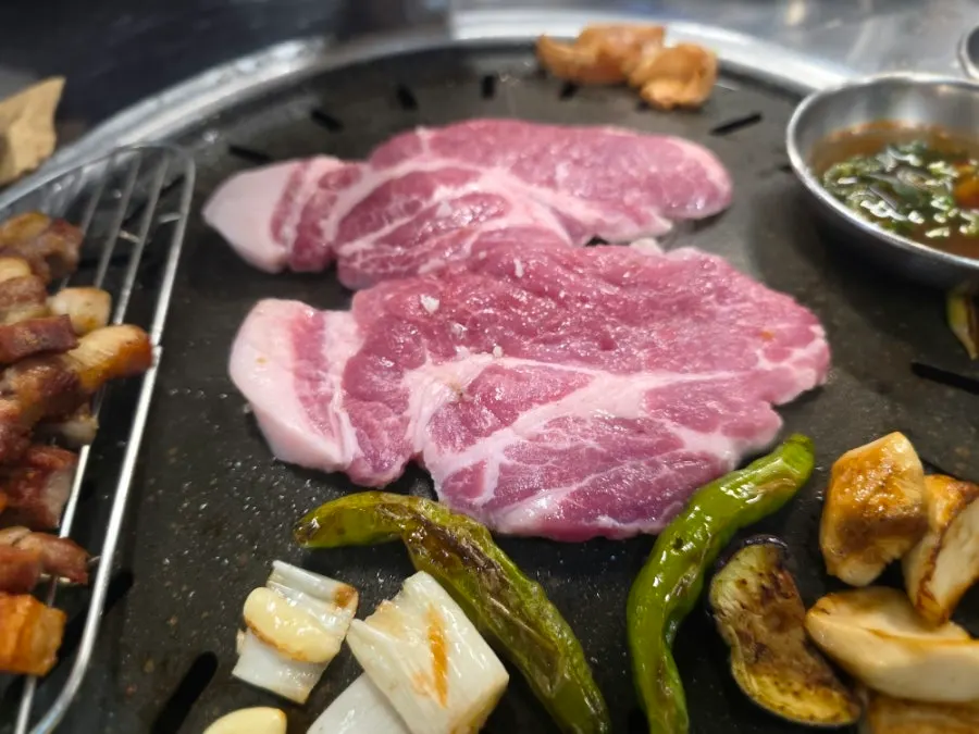 Black pork wrapped in perilla leaves