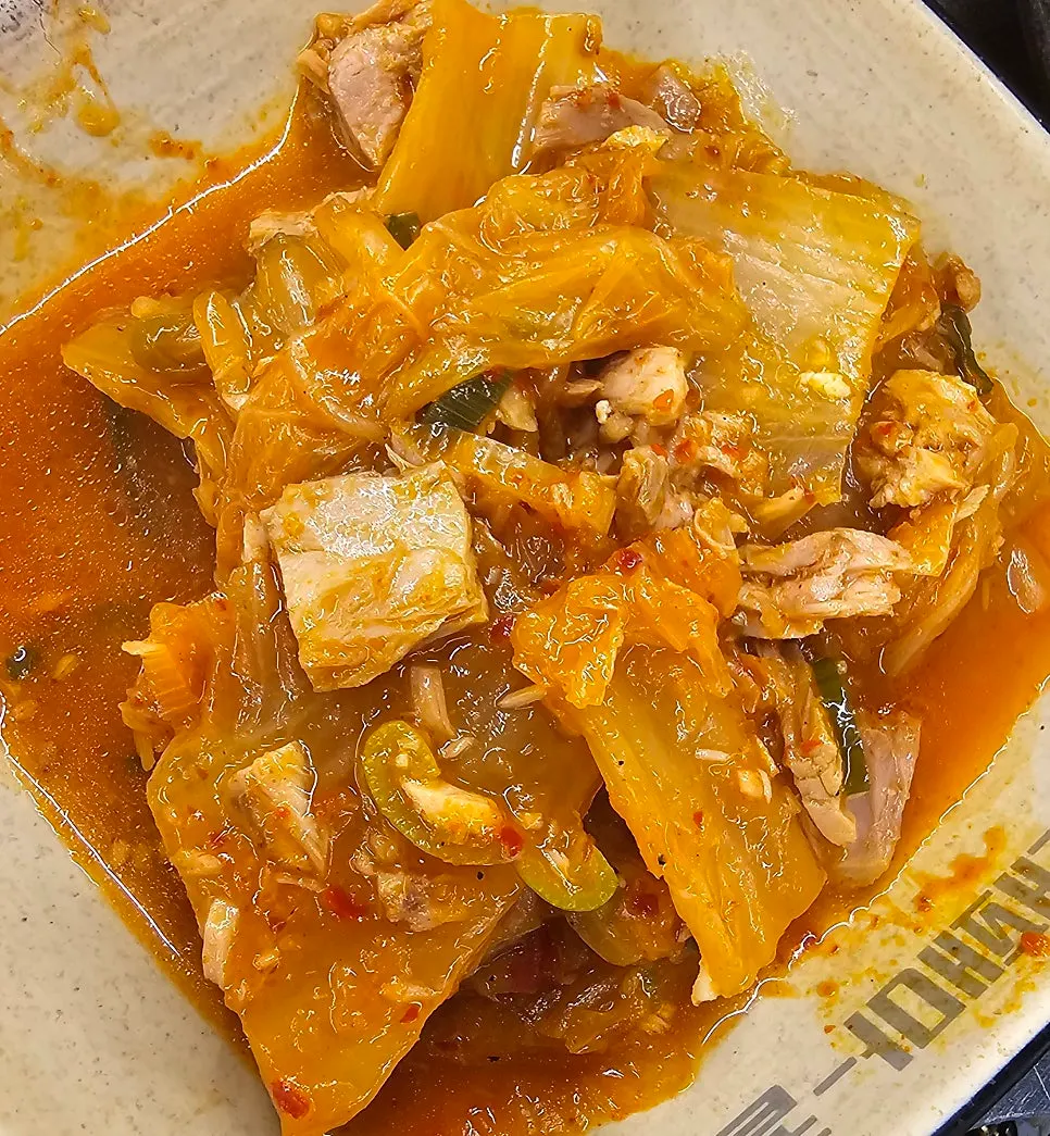 The kimchi stew ordered alongside the meat