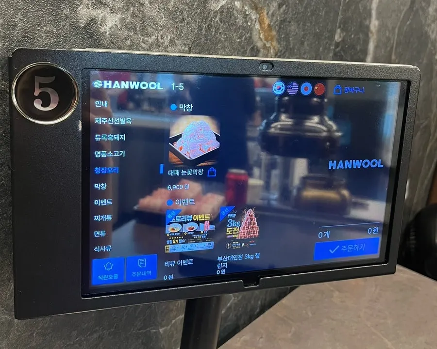 Menu board with meat prices listed
