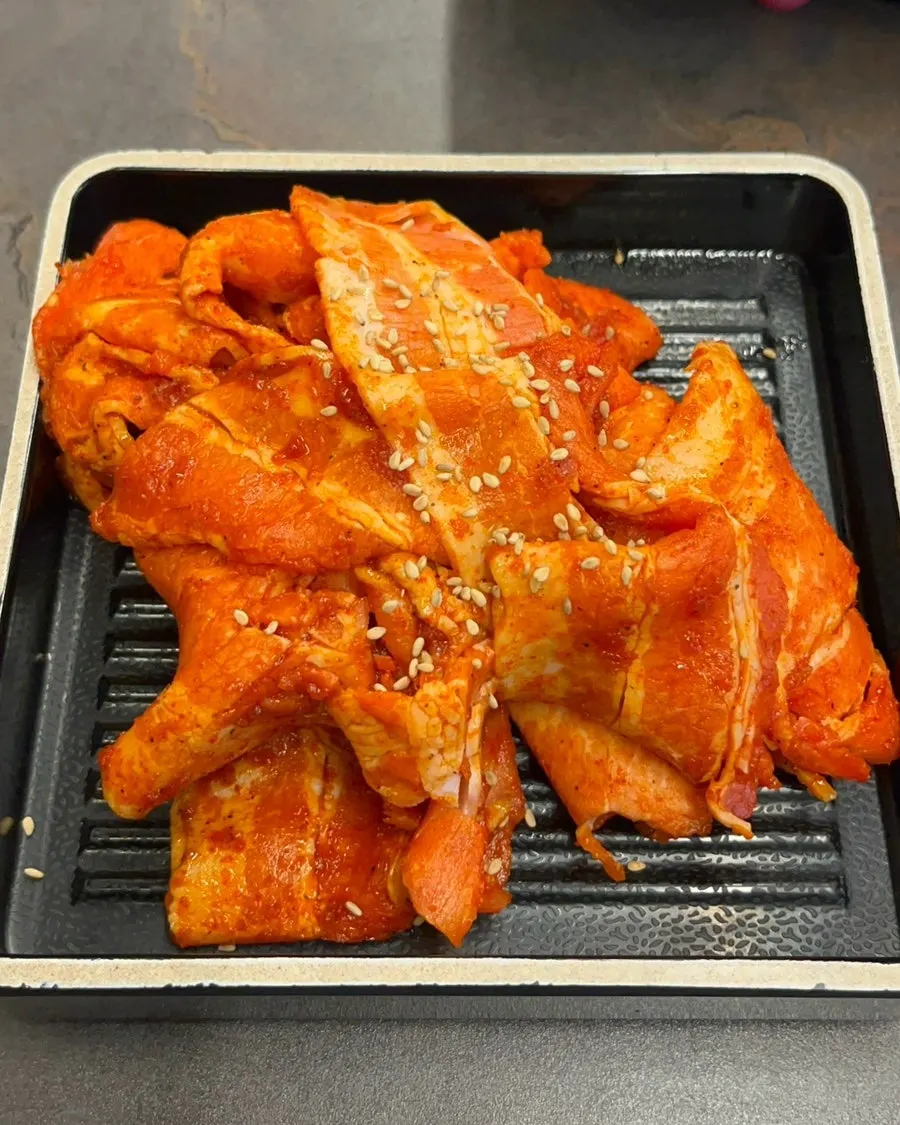 Plate of albam gochujang daepae pork belly