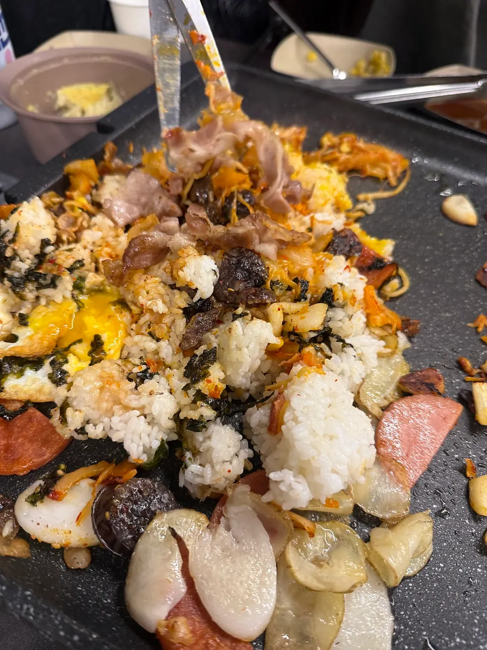 Finished pork belly fried rice