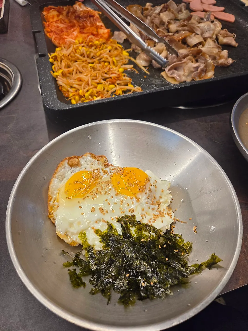 Soy sauce egg rice ordered as a side