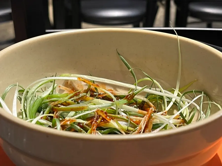 Plate of ssamjang, wasabi, and wrap ingredients