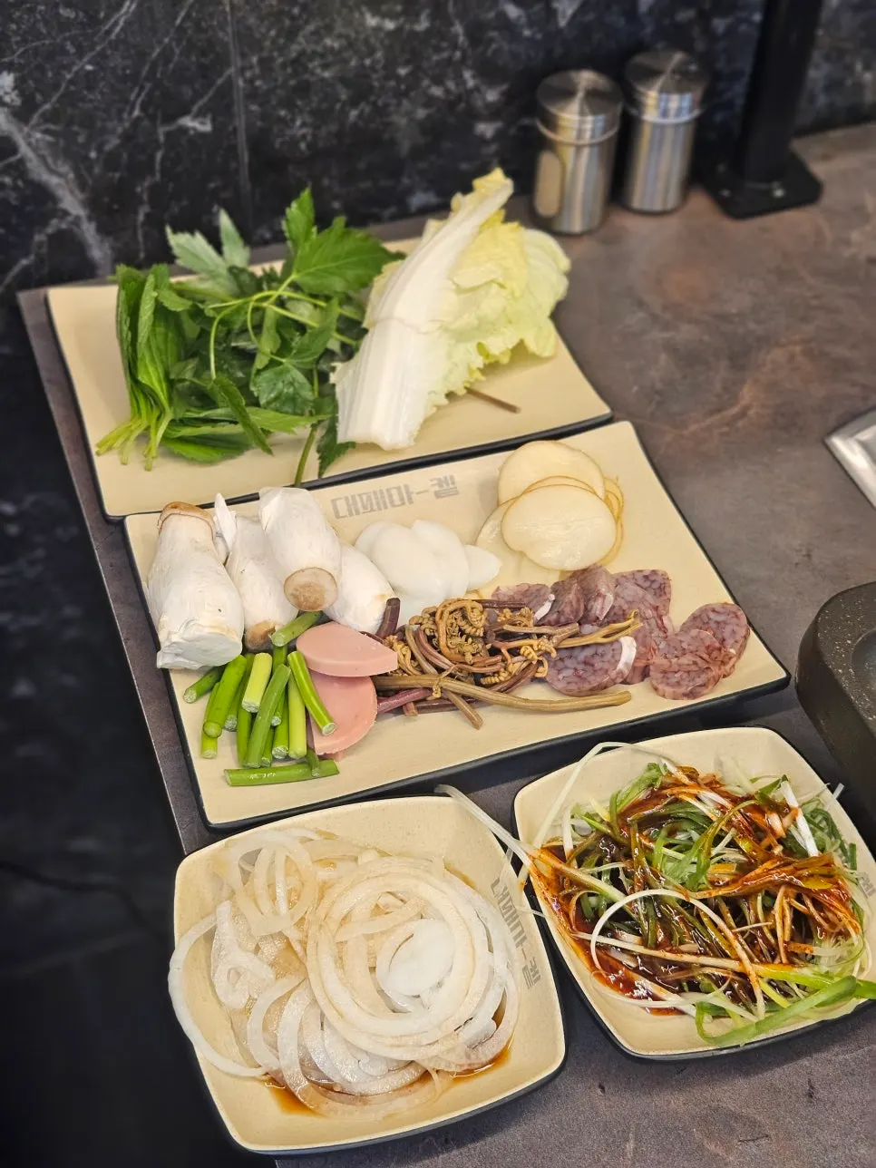 Varied ingredients at the self-service bar