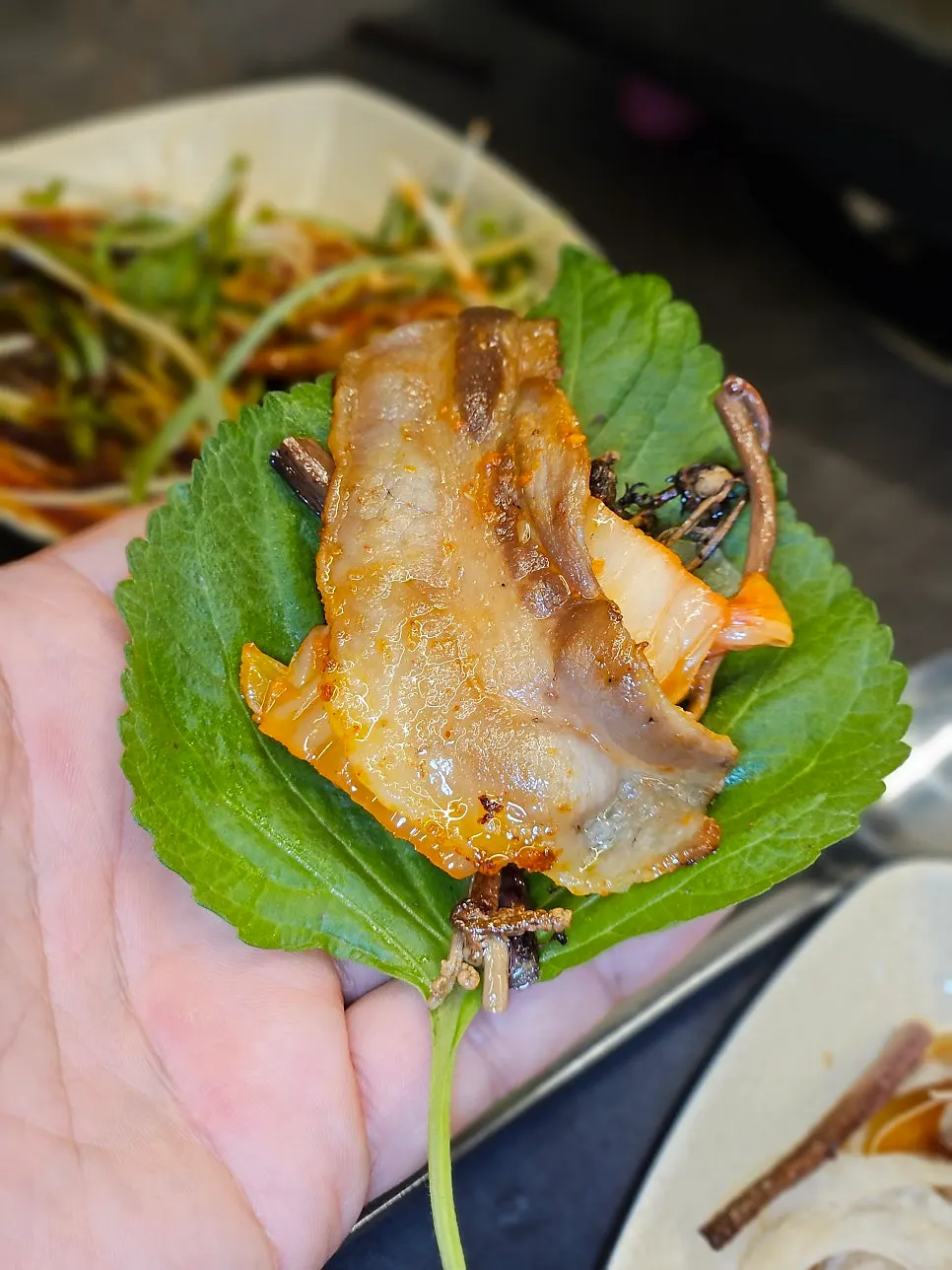 Pork belly with scallion salad