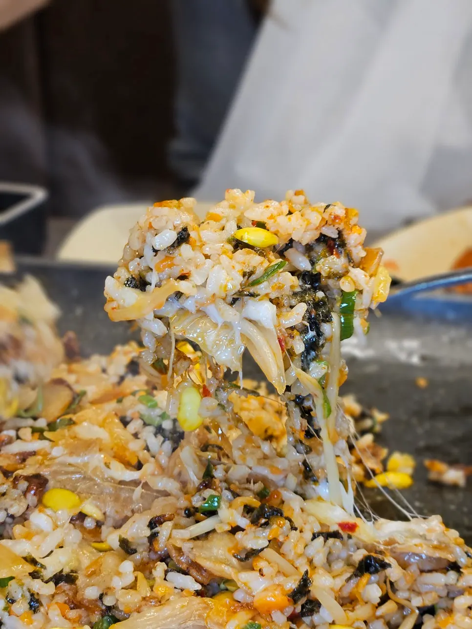 Cheese fried rice in pork fat