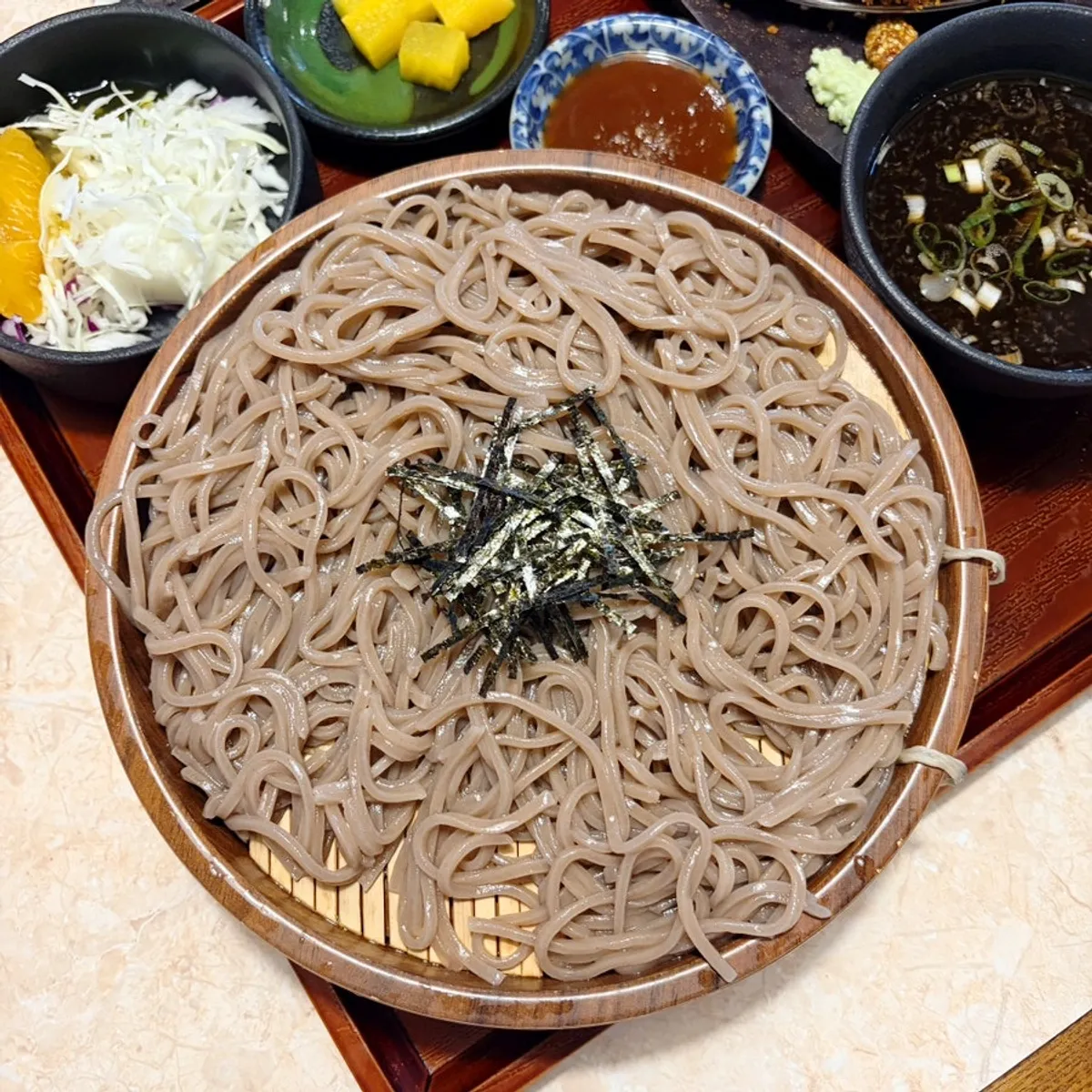 Jumbo Set with buckwheat noodles, tonkatsu, and egg curry rice
