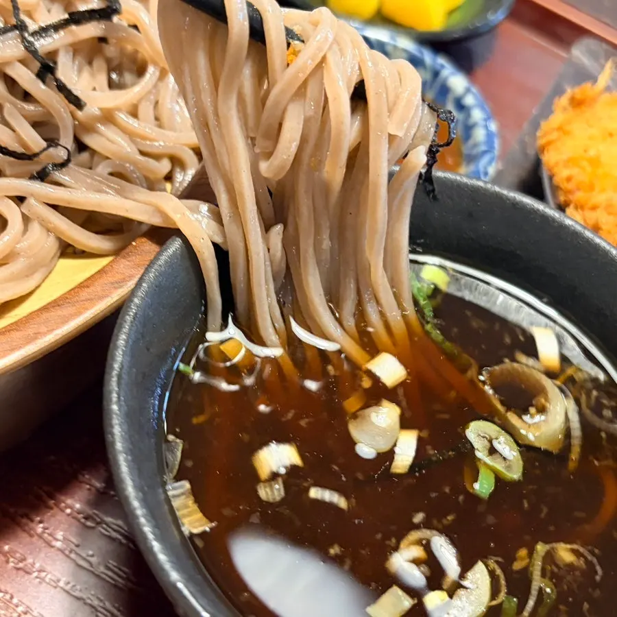 A generous portion of buckwheat noodles