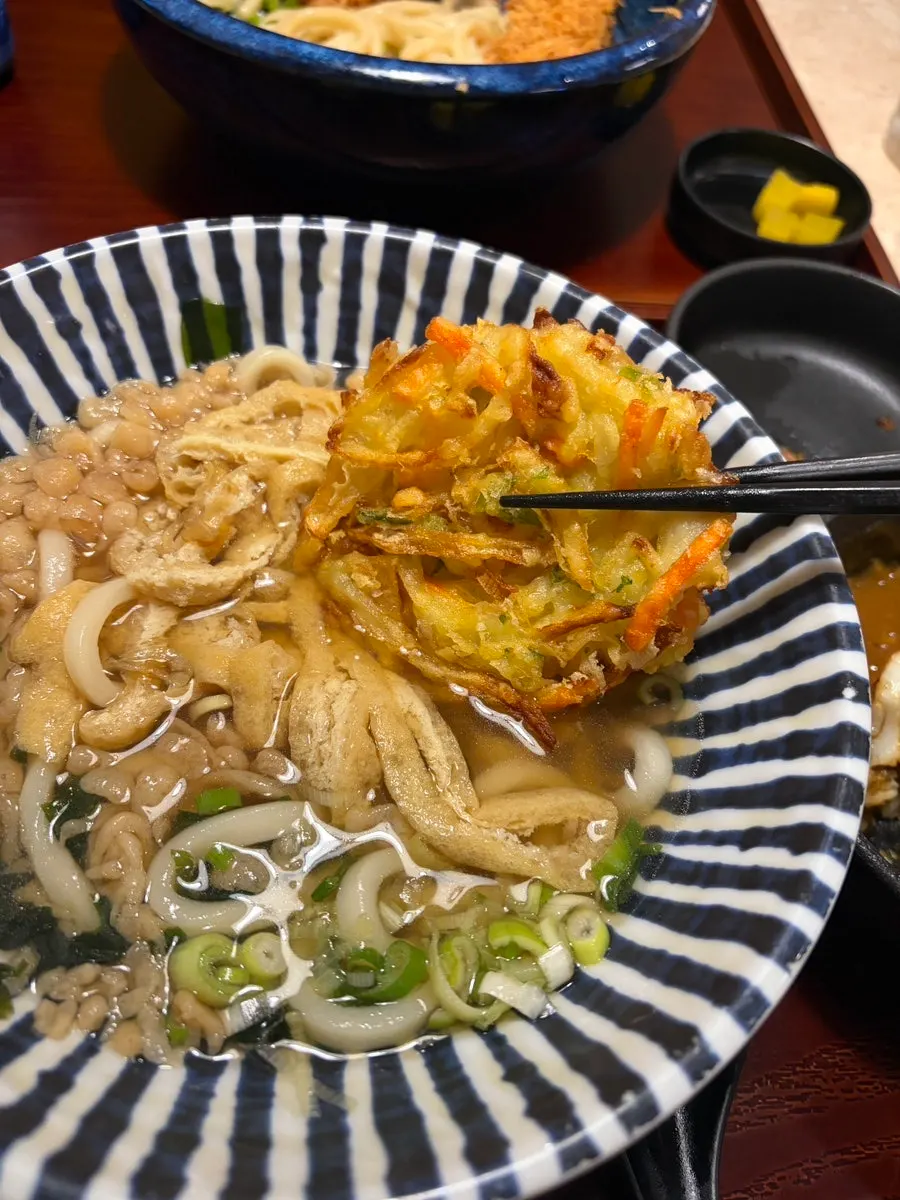 가케우동과 함께 나온 야채튀김