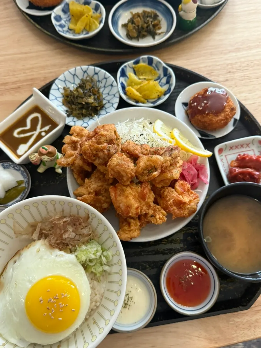 Chicken karaage and butter soy sauce rice