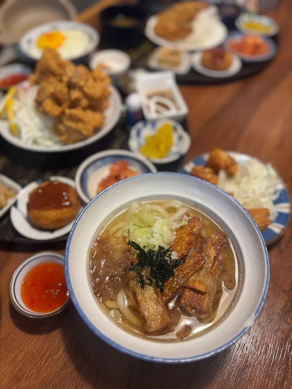 식사를 마친 다이도코로 테이블