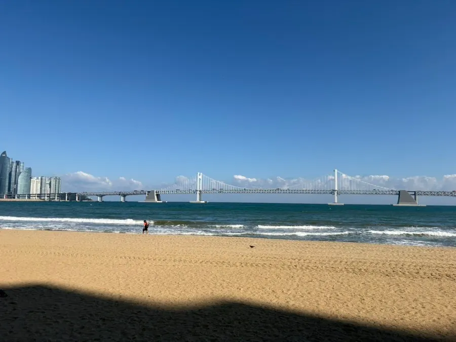 식사 후 걸은 광안리 해수욕장 풍경