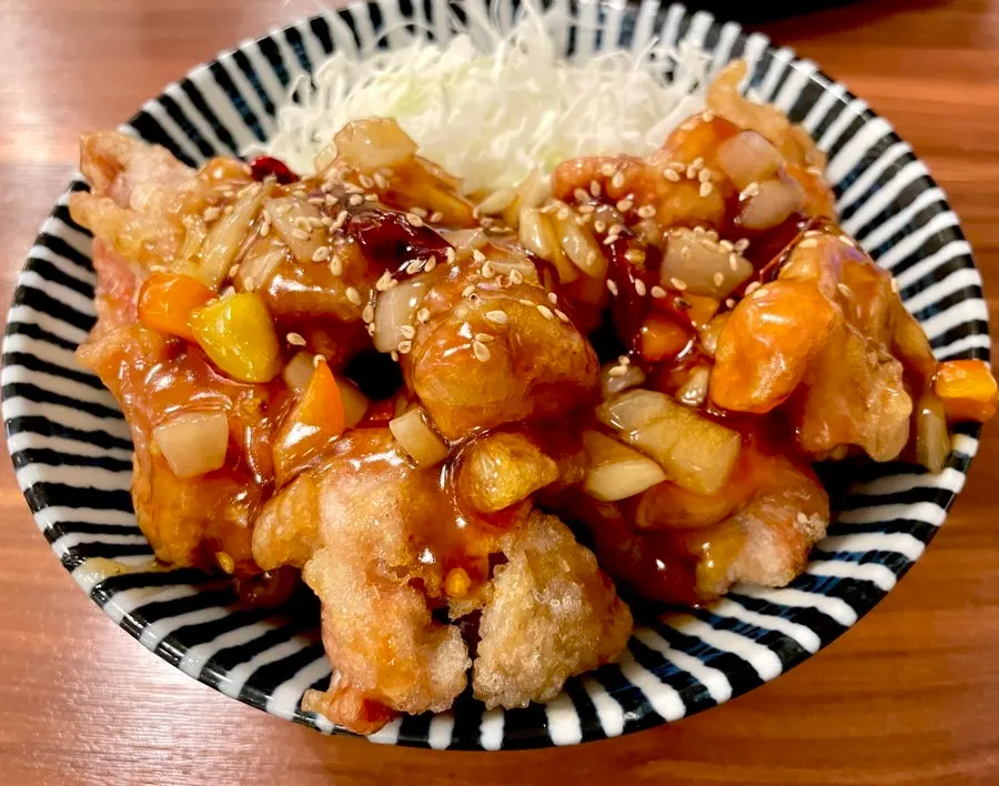 Japanese-style kkanpunggi tossed in sweet and sour sauce