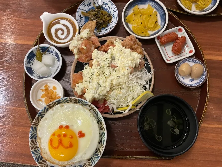 Assortment of side dishes served with the set meal