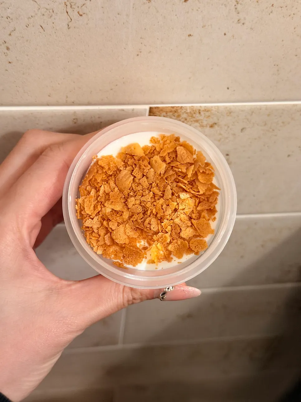 Milk pudding in a to-go container