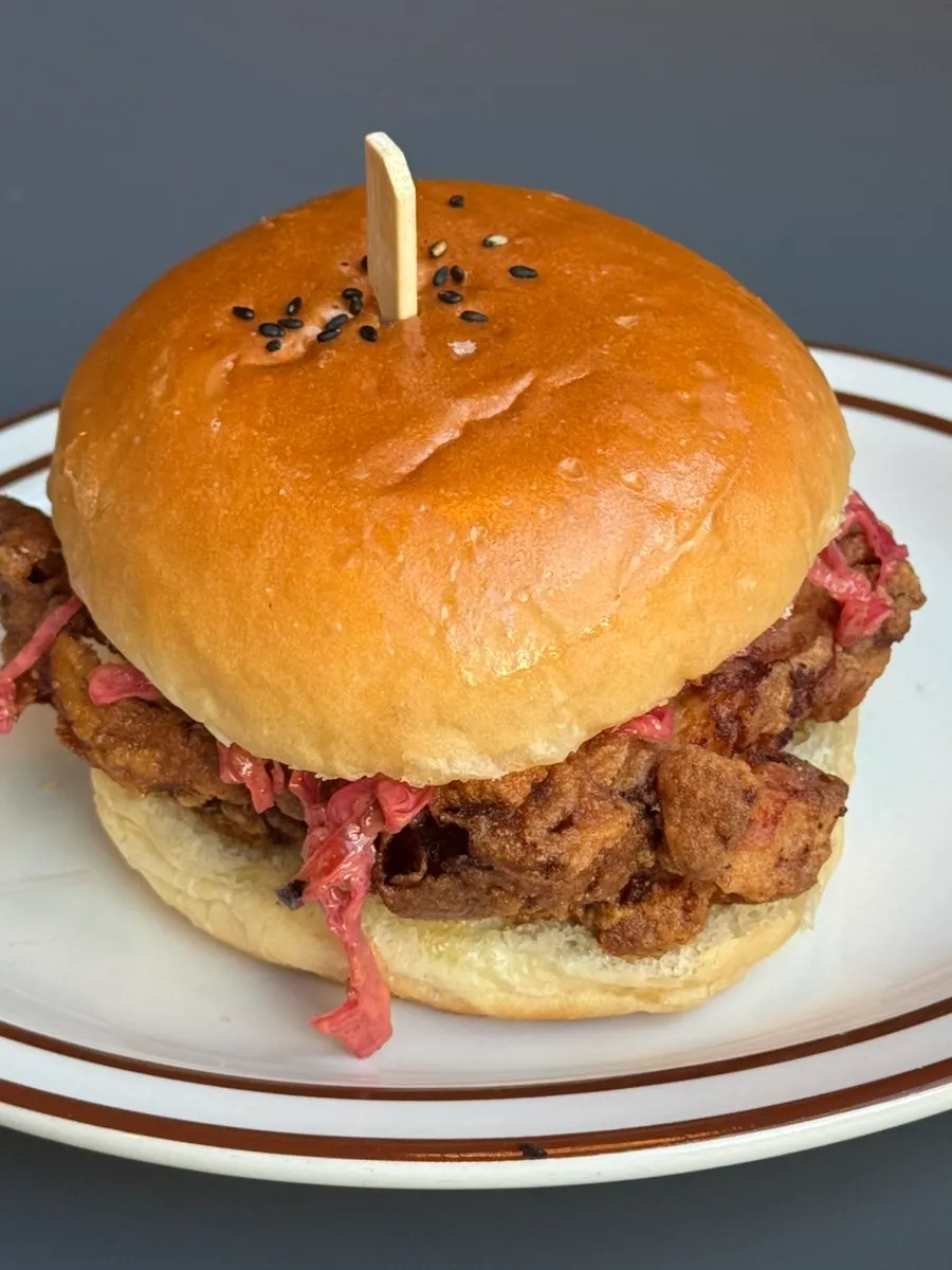 Chicken burger with fried chicken patty